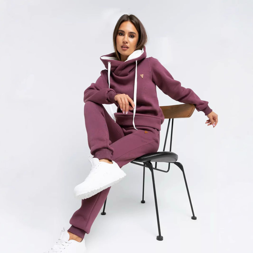 Damen Sport-Outfit Hoodie und Jogginghose Set Hochkragen
