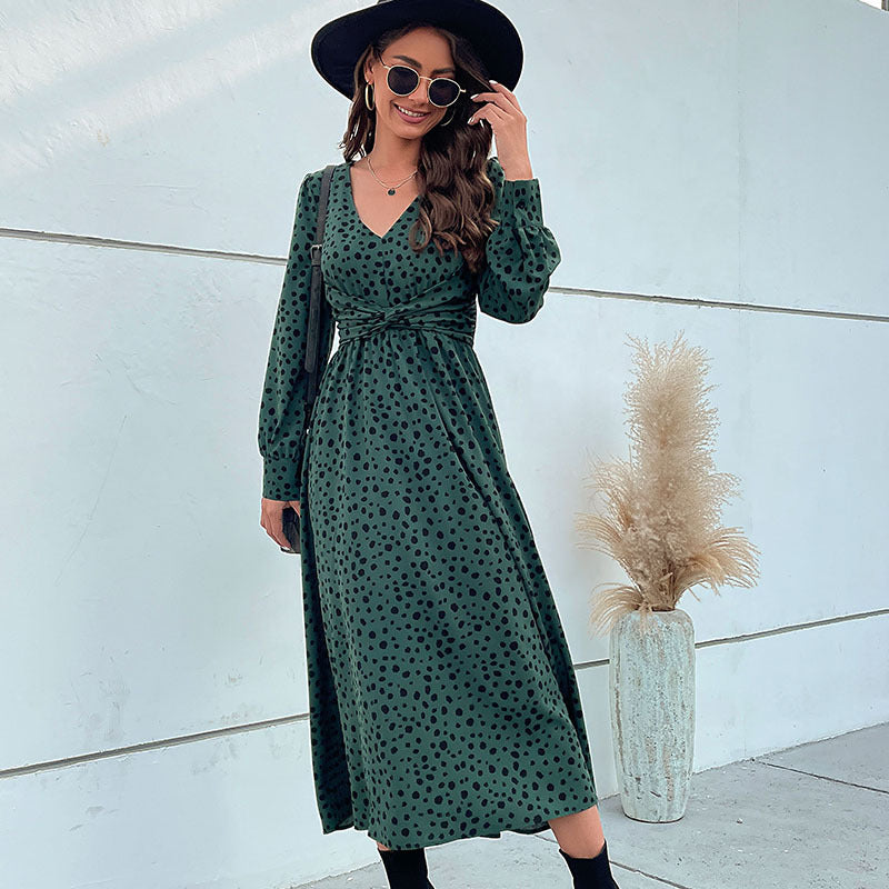 Damen Maxikleid Knotendetail Voluminöse Ärmel Eveloria