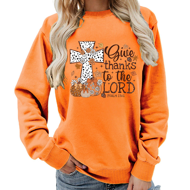 Damen Sweatshirt Kreuz-Aufdruck Herbstlich Braun Eveloria