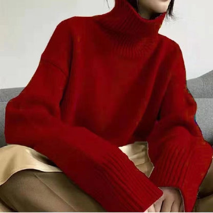 Damen Oversized Rollkragenpullover Weiches Strickmaterial Eveloria