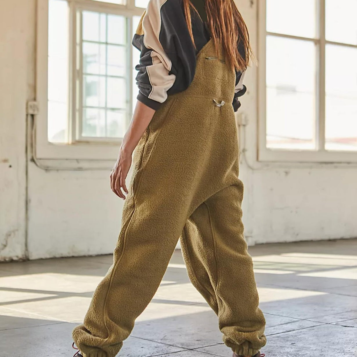 Damen Fleece-Latzhose Weich Praktische Taschen Eveloria