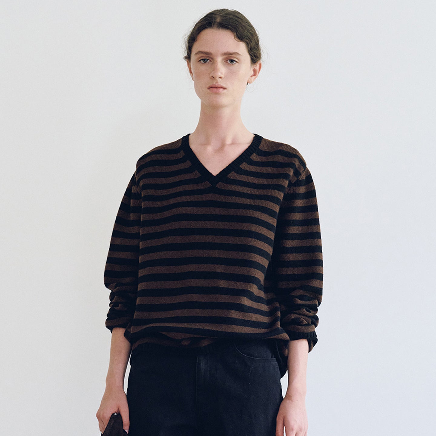 Damen Pullover V-Ausschnitt Streifenmuster Eveloria
