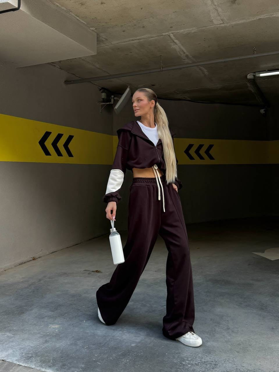 Damen Sportset Hoodie und Jogginghose Komfortabel Grau