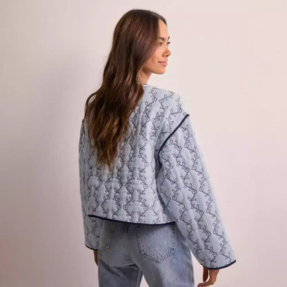 Damen Steppjacke Tailliert Grafisches Muster Eveloria