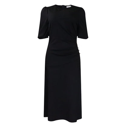 Damen Kleid mit Drapierungen und Knöpfen Eveloria