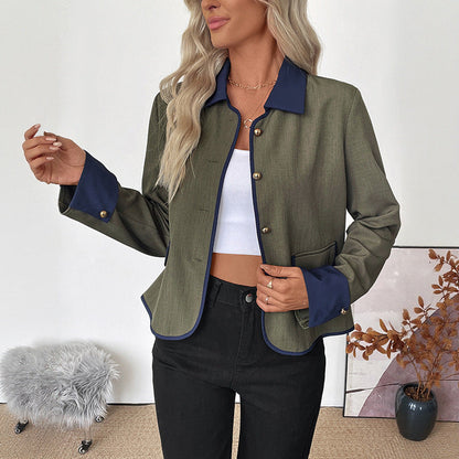 Damen Blazerjacke Edelknöpfe Kontrastakzente