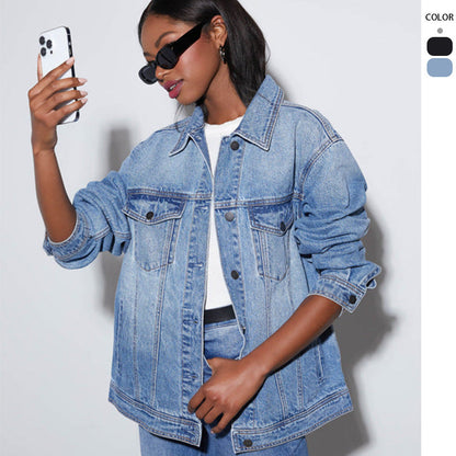 Damen Oversized Denimjacke Blau Eveloria - Eveloria