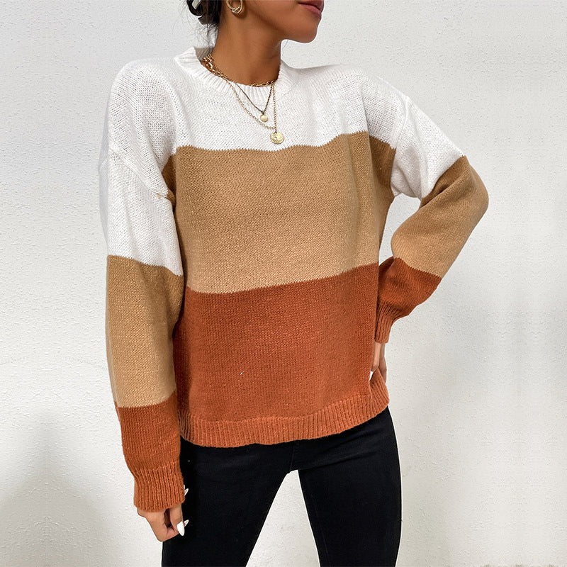 Damen Pullover Farbblockdesign Eveloria