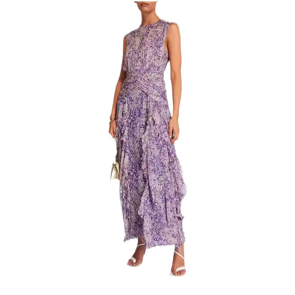 Damen Maxikleid Wickelkleid Rüschendetails Floralmuster Eveloria