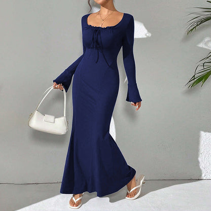 Damen Maxikleid V-Ausschnitt Fließend Eveloria