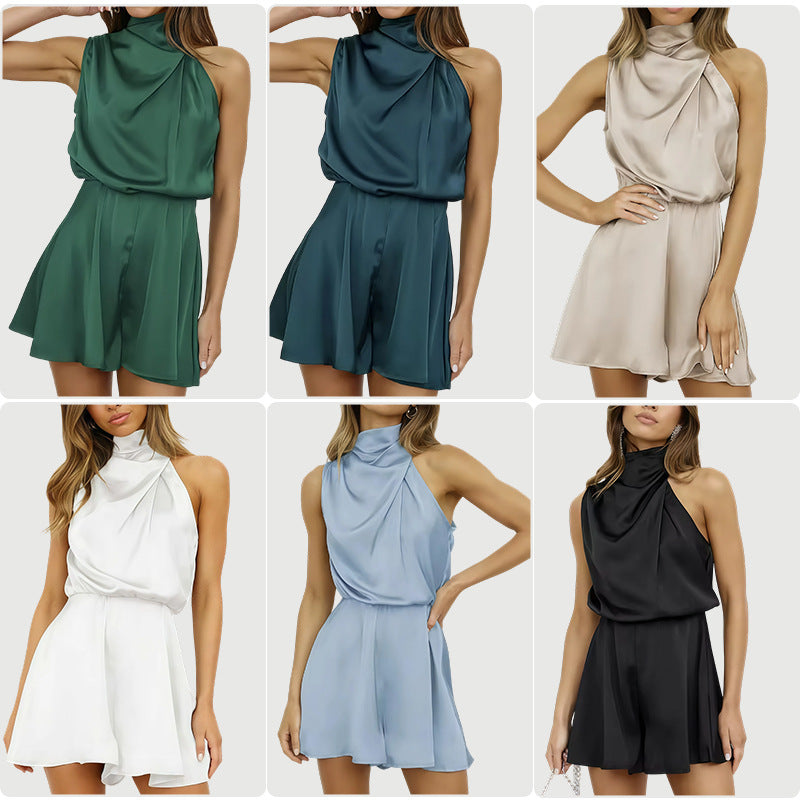 Damen Jumpsuit Hochkragen Fließendes Design Eveloria - Eveloria