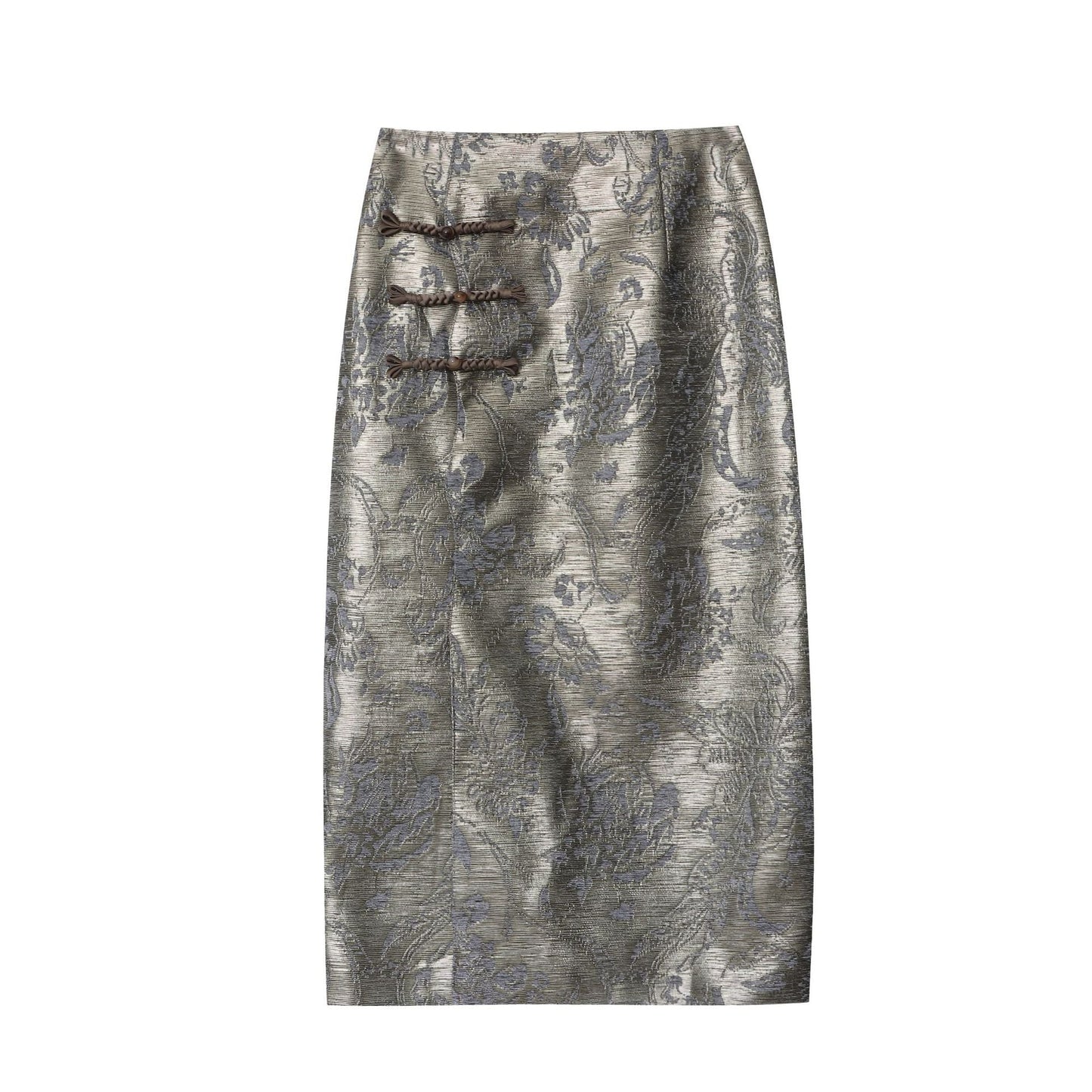 Damen Midirock Floral mit Seitenschlitz