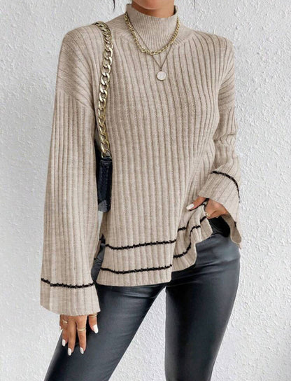 Damen Rollkragenpullover Gerippt Langarm Winter