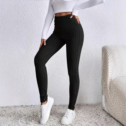 Damen Rippstrickleggings Hochtaillierte Eveloria