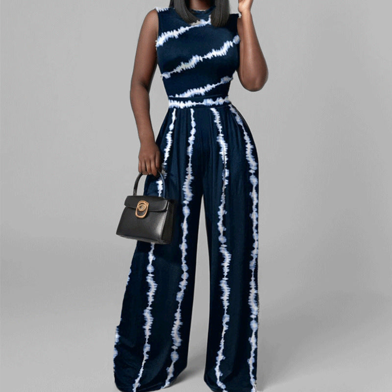 Damen Jumpsuit Weites Bein Florales Design Eveloria