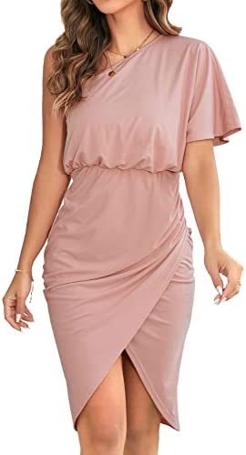 Damen Wickelkleid Asymmetrisch Rüschendetails Eveloria