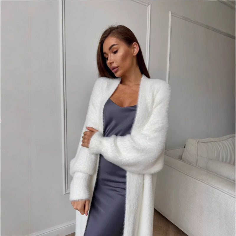 Damen Langstrickmantel Flauschig Elegant Eveloria