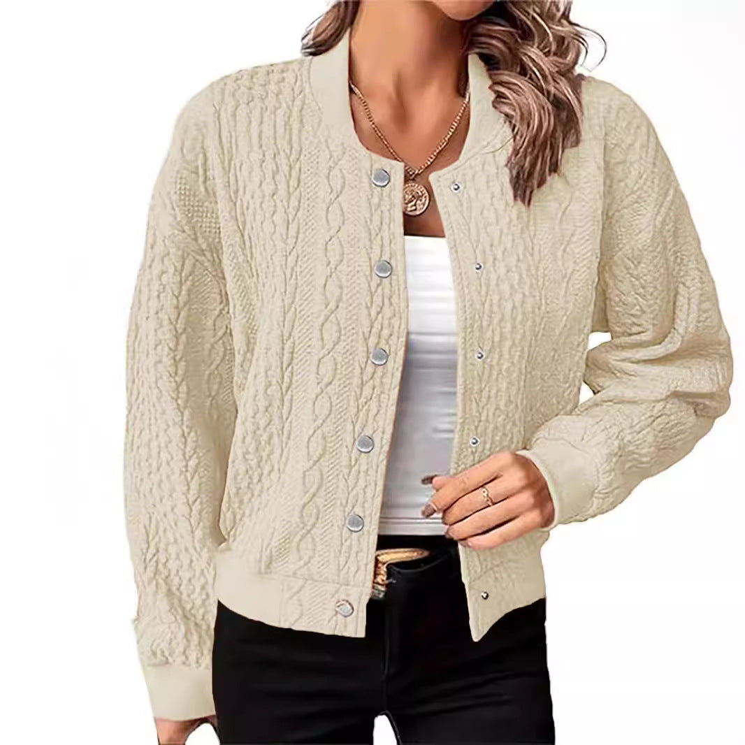 Damen Strickjacke Zopfmuster Druckknöpfe Eveloria - Eveloria
