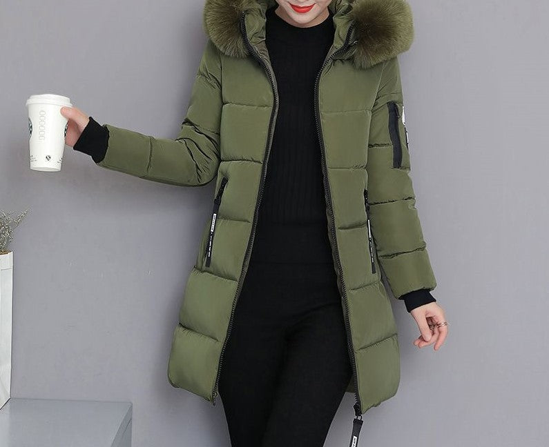 Damen Steppjacke Langärmelig Abnehmbarer Kunstfellkragen