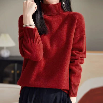 Damen Grobstrickpullover Hoher Kragen Weiches Material