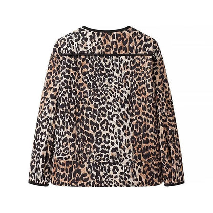 Damen Leopardenmuster Jacke Modisch Eveloria