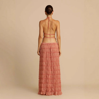Damen Maxikleid Gerafftes Oberteil Eleganter Taillenauschnitt