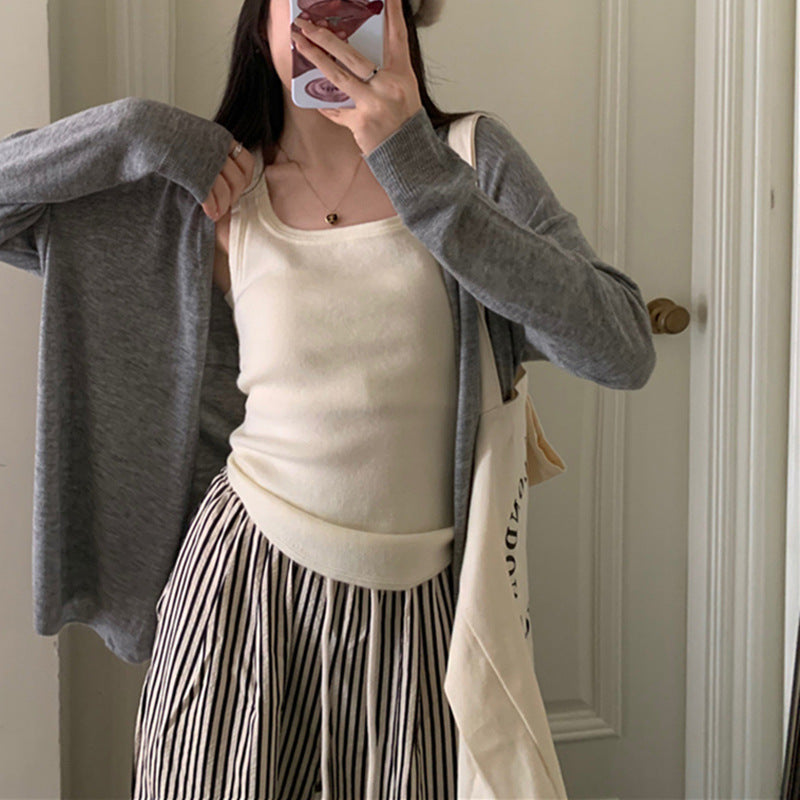 Damen Strickcardigan Lässig Weit Schnitt Beige