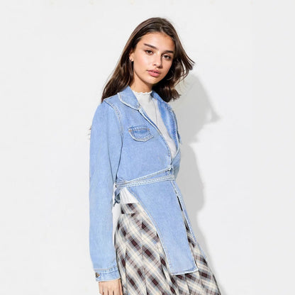 Damen Oversized Jeansjacke Kurz Verkürzter Schnitt Eveloria