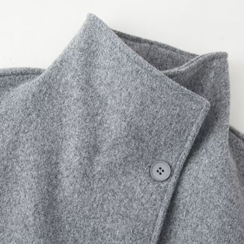 Damen Wolljacke Hochkragen Doppelknopf Eveloria