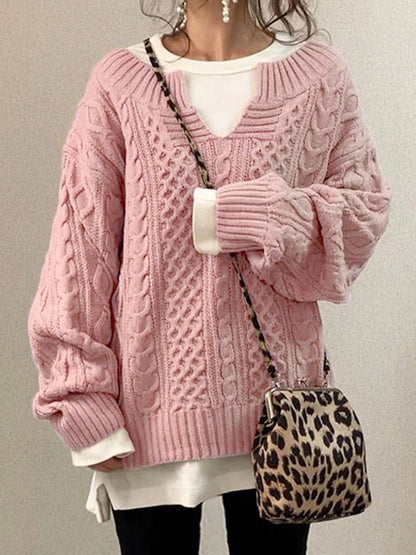 Damen Strickpullover V-Ausschnitt Weiches Material Eveloria
