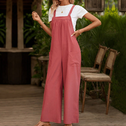 Damen Latzhose Weites Bein Praktische Taschen Eveloria