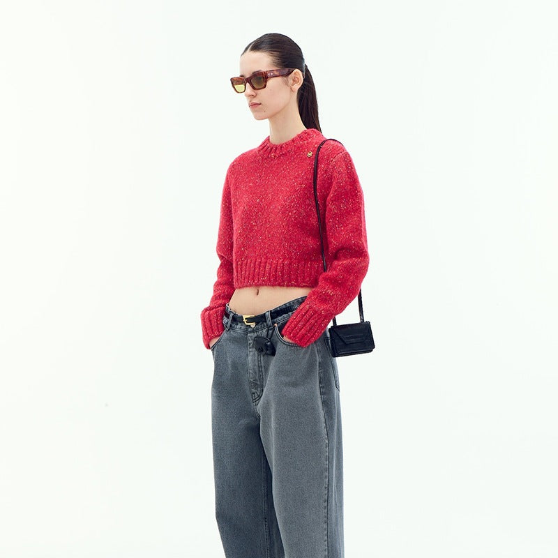 Damen Kurzpullover Eveloria Modisch Geschnitten