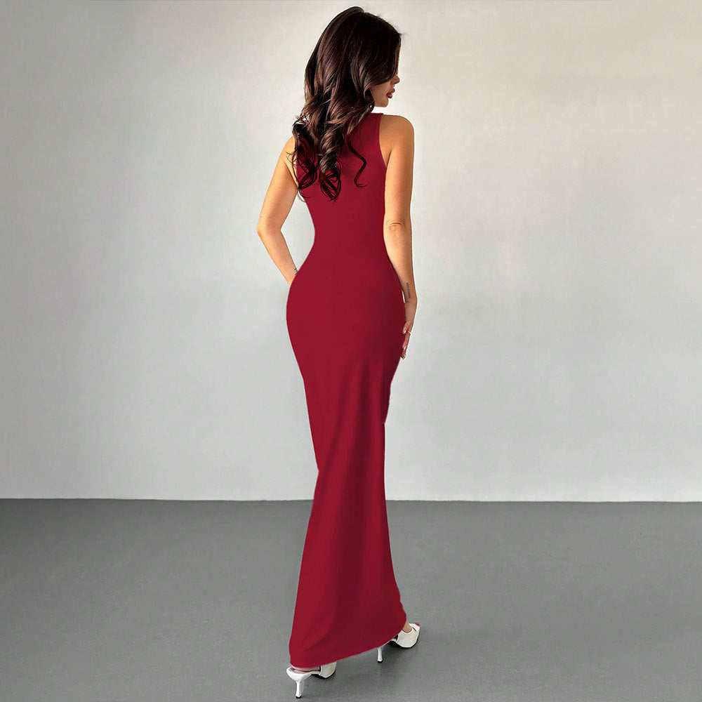 Damen Maxikleid Wickel-Design U-Boot-Ausschnitt Eveloria