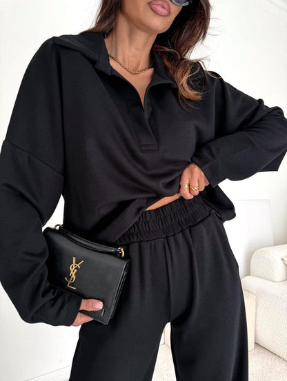Damen Langarmoberteil mit Kragen und Taschen Eveloria