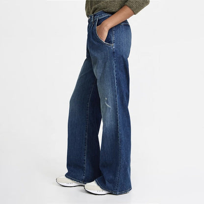 Damen Weite Jeans Hochbund Lässiger Schnitt Eveloria