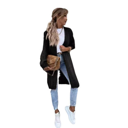 Damen Grobstrick-Cardigan Übergroße Ärmel Modisch Beige