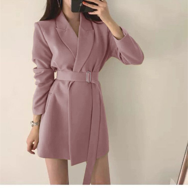 Damen Blazer-Kleid Tailliert Gürtel Eveloria