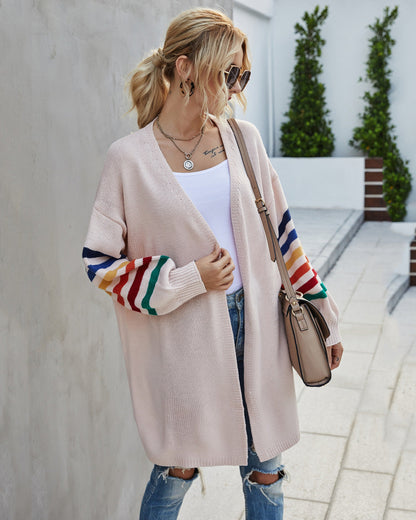 Damen Strickjacke Farbige Ärmel Eveloria