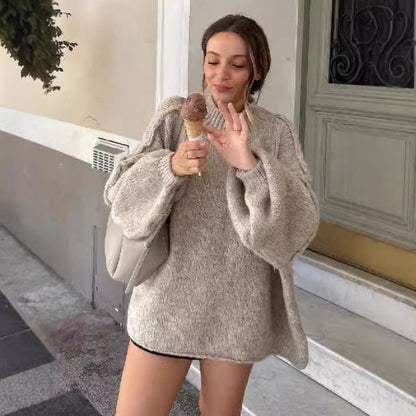 Damen Oversized Strickpullover Gemütlicher Schnitt Modern