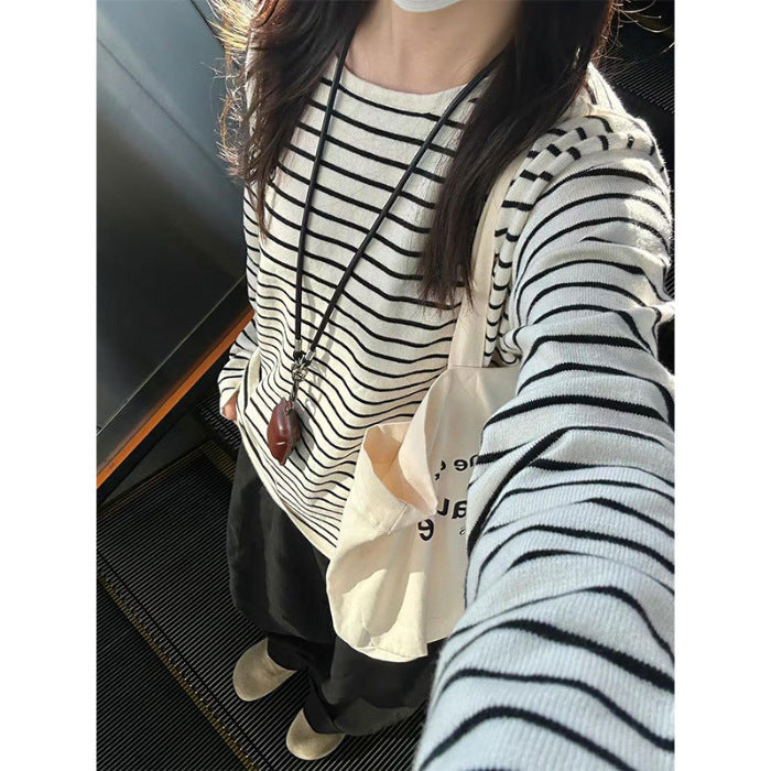 Damen Langarmshirt mit breiten Streifen Eveloria