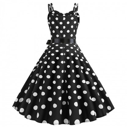 Damen Swingkleid Klassisch Punkte Breiter Rock Eveloria