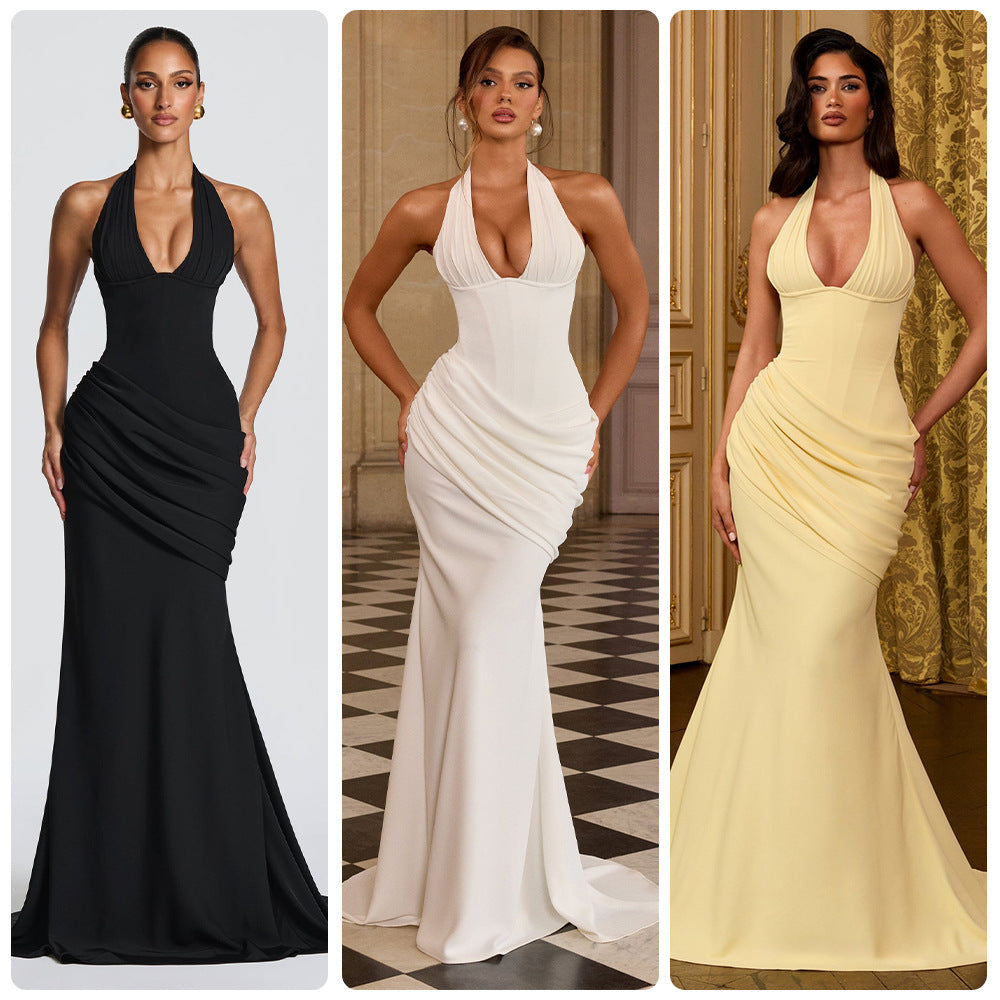 Damen Abendkleid Wickeldesign V-Ausschnitt Eveloria - Eveloria