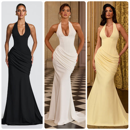 Damen Abendkleid Wickeldesign V-Ausschnitt Eveloria - Eveloria