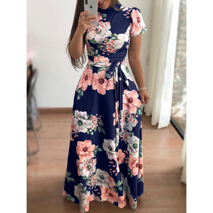 Damen Maxikleid Floralmuster Wickeldesign Kurvenbetonend Eveloria