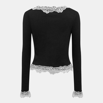 Damen Oberteil mit Spitzenakzenten Elegantes Design