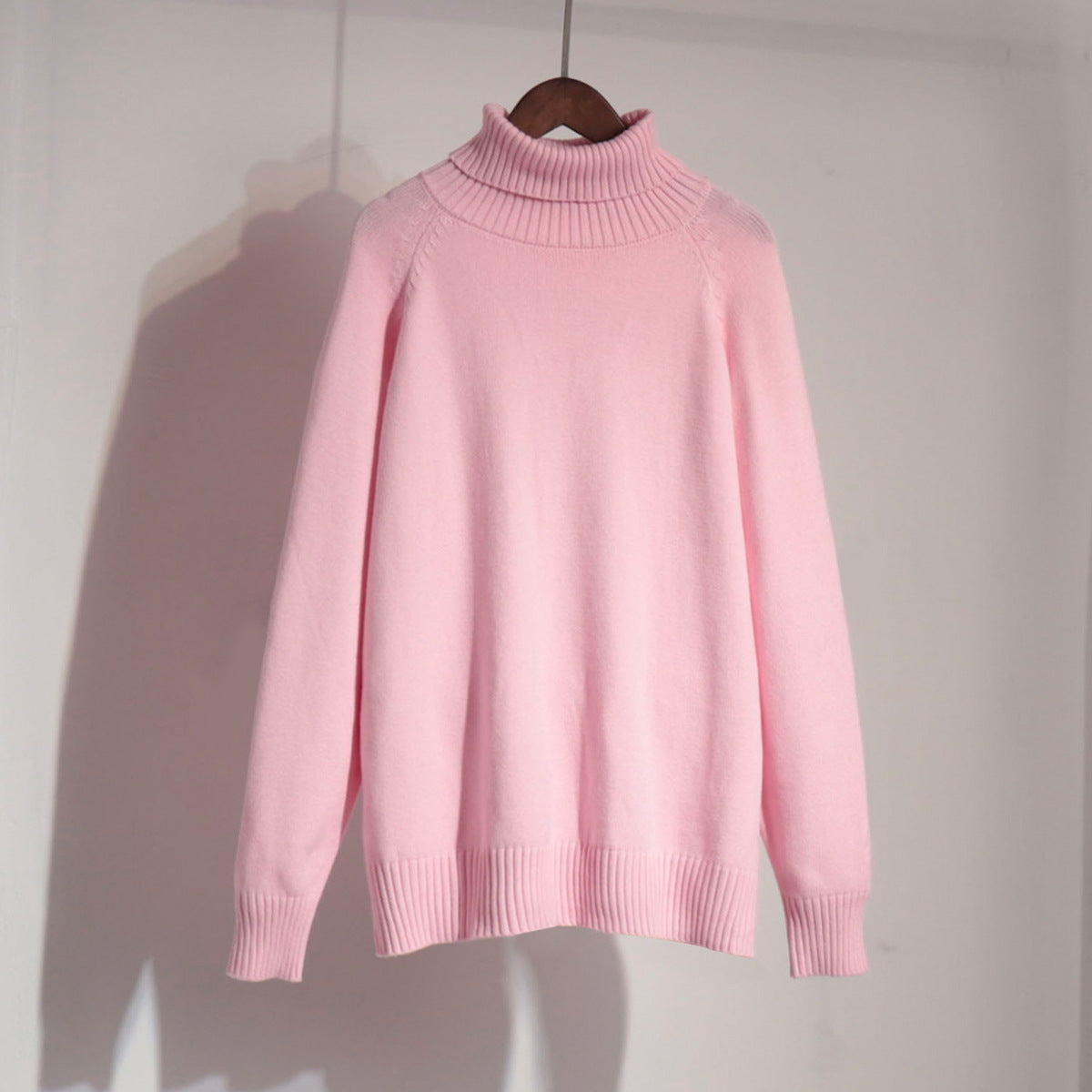 Damen Strickpullover Hochkragen Lässig