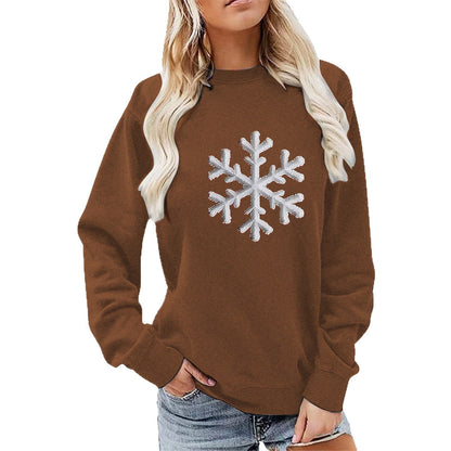 Damen Sweatshirt Schneeflockenmotiv Lässig Grau Eveloria