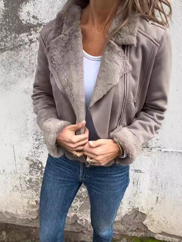 Damen Bikerjacke Fleecegefüttert Revers Eveloria