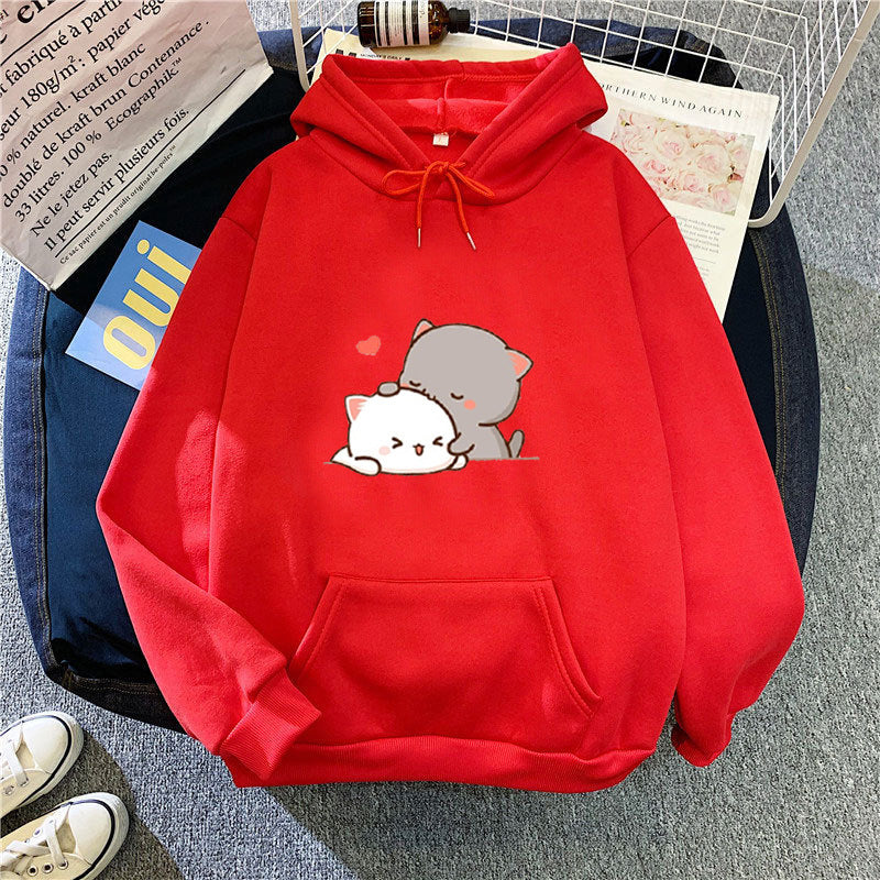 Damen Kapuzenpullover Katzenmotiv Bequem Grün