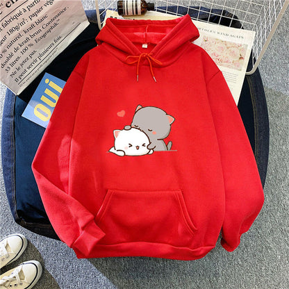 Damen Kapuzenpullover Katzenmotiv Bequem Grün